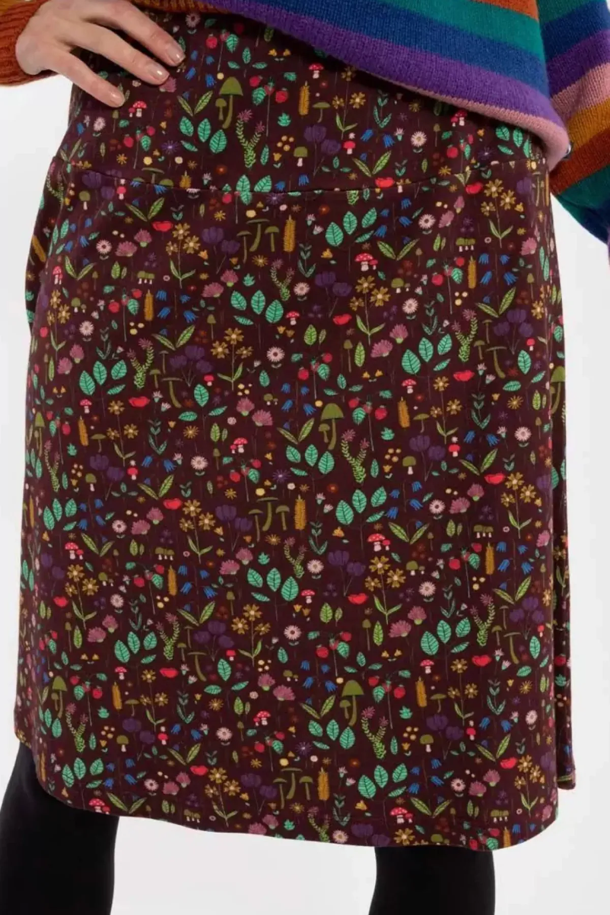 Danefæ Röcke>Danelissen Heavy Interlock Skirt Dark Bordeaux Botanical