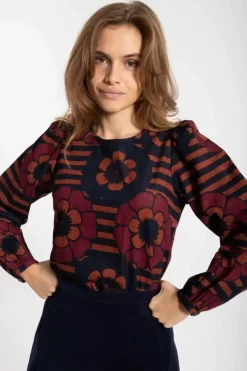 Danefæ Blusen>Danelouise Print Shirt Beige Rose/Navy Power Flower