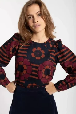 Danefæ Blusen>Danelouise Print Shirt Beige Rose/Navy Power Flower