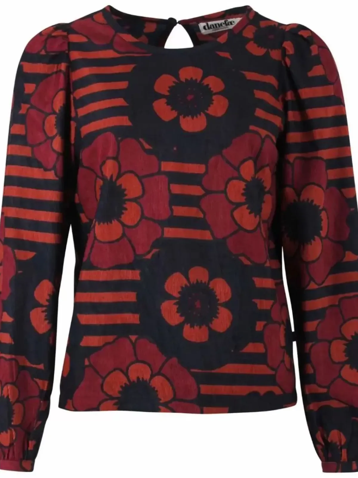 Danefæ Blusen>Danelouise Print Shirt Beige Rose/Navy Power Flower