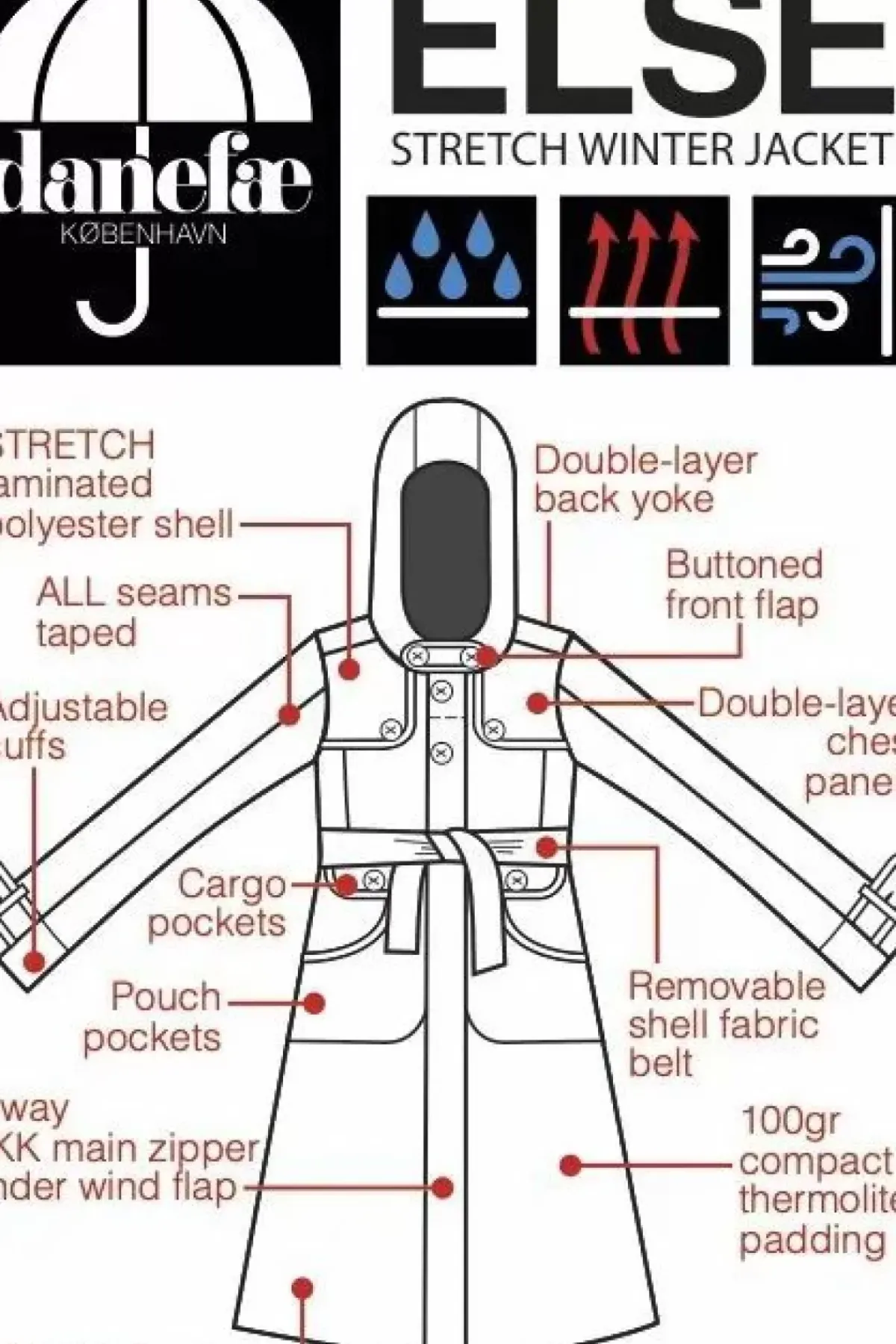 Danefæ Winterjacken>Danelse Stretch Winter Jacket Black