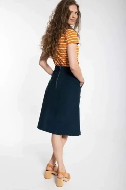 Danefæ Röcke>Danemaren Cord Skirt Dusty Navy