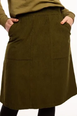 Danefæ Röcke>Danemaren Cord Skirt Olive