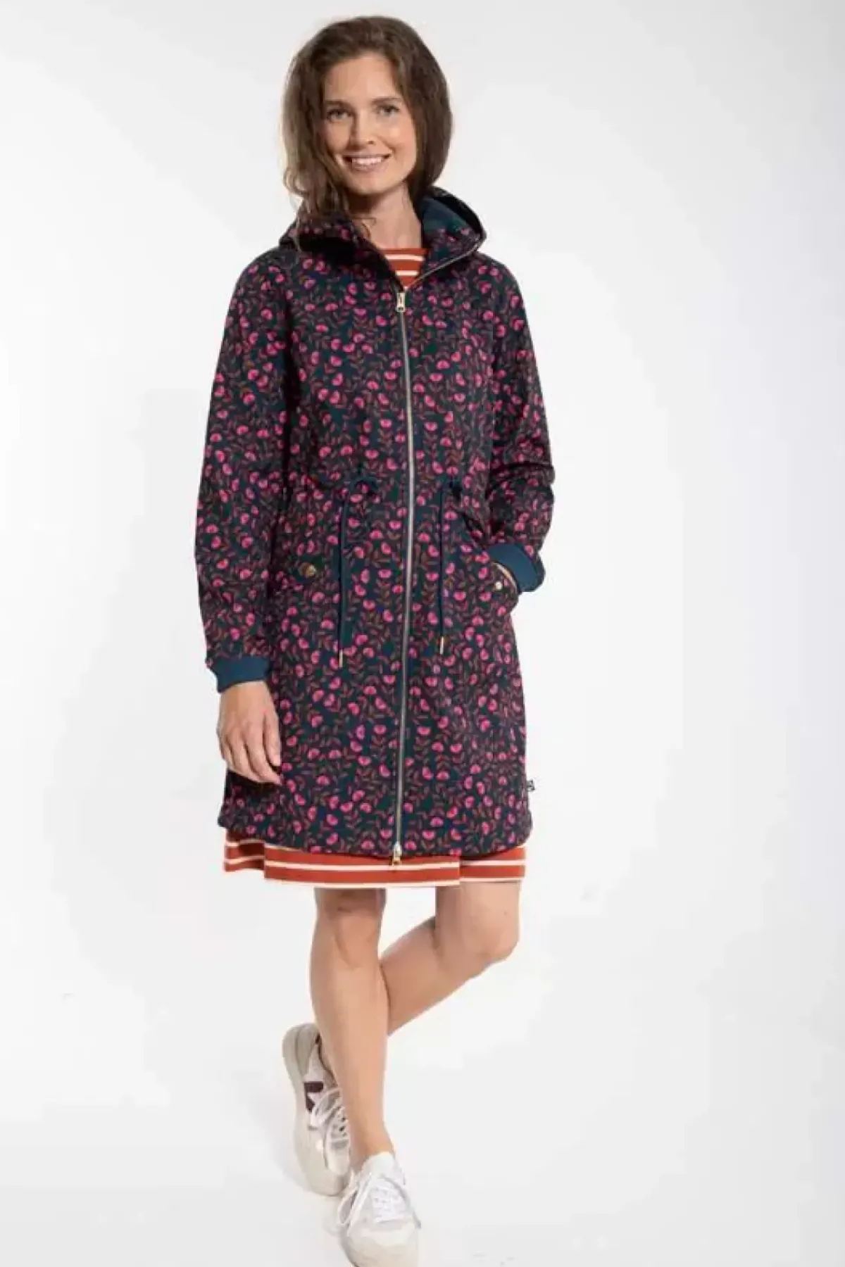 Danefæ Softshell-Jacken>Danemarianne Softshell Dusty Navy Fleuri