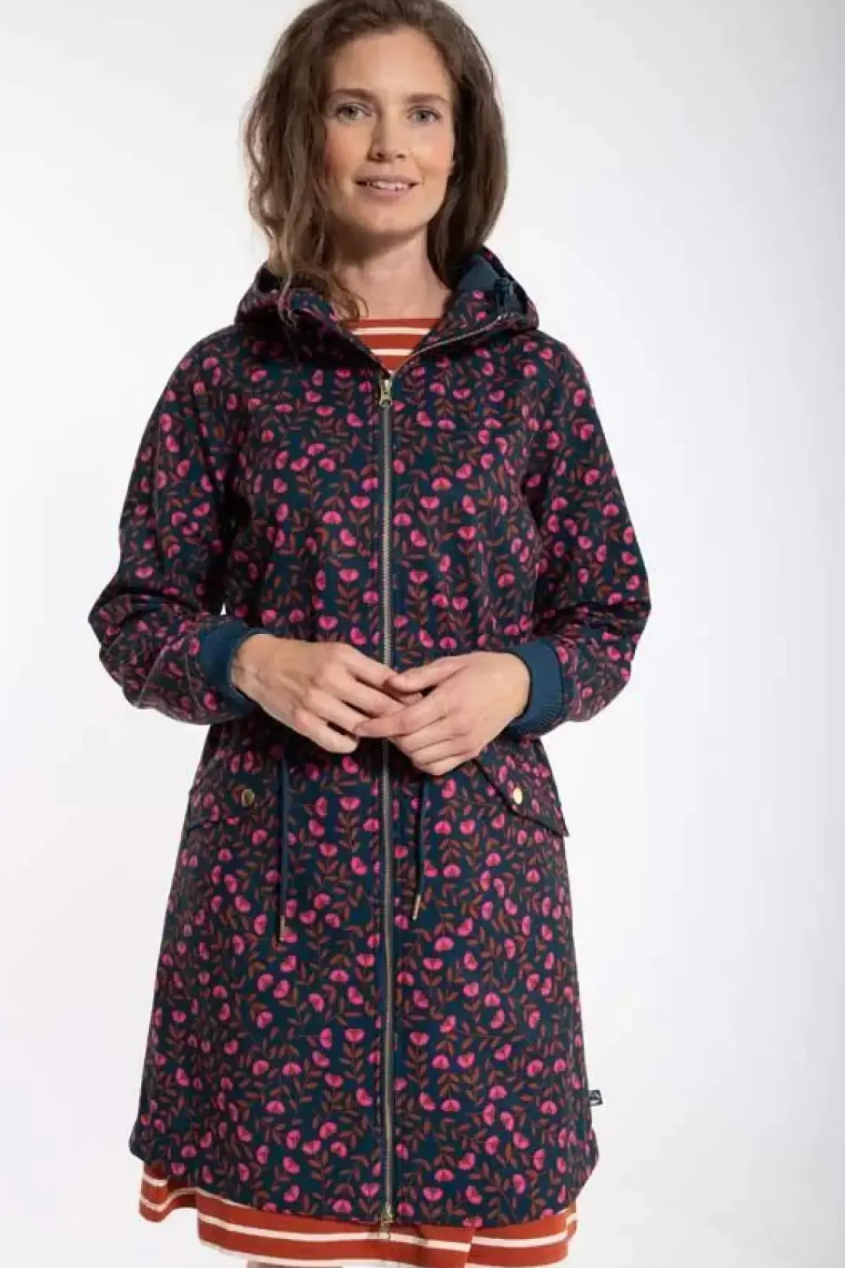 Danefæ Softshell-Jacken>Danemarianne Softshell Dusty Navy Fleuri