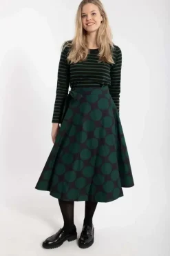 Danefæ Röcke>Danemikkelsen Poplin Skirt Black/Warm Khaki Megadots
