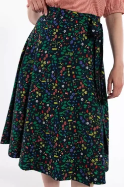 Danefæ Röcke>Danemikkelsen Poplin Skirt Dk Navy Botanical