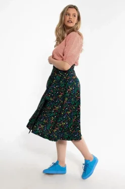 Danefæ Röcke>Danemikkelsen Poplin Skirt Dk Navy Botanical
