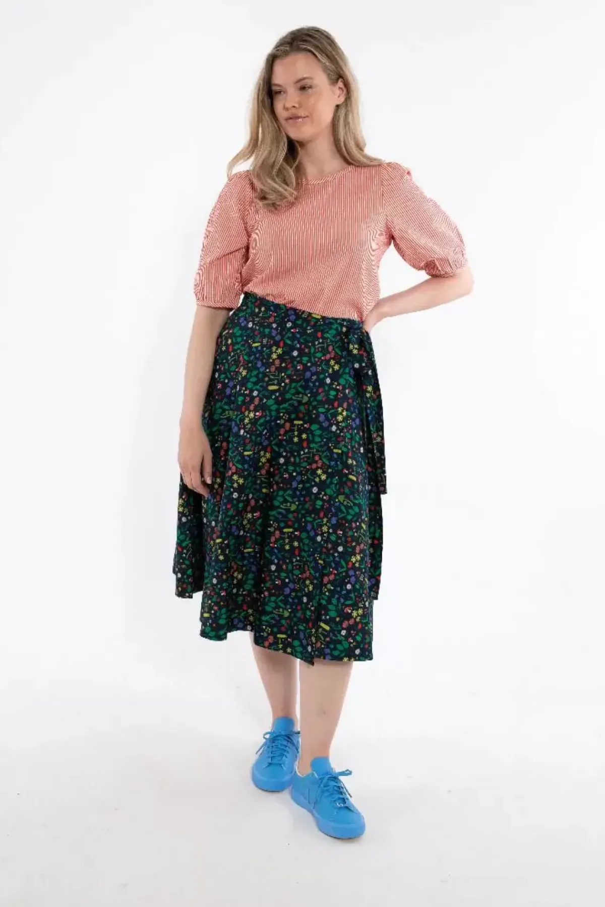 Danefæ Röcke>Danemikkelsen Poplin Skirt Dk Navy Botanical