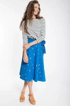 Danefæ Röcke>Danemikkelsen Poplin Skirt Warm Indigo/Chalk Markblomst