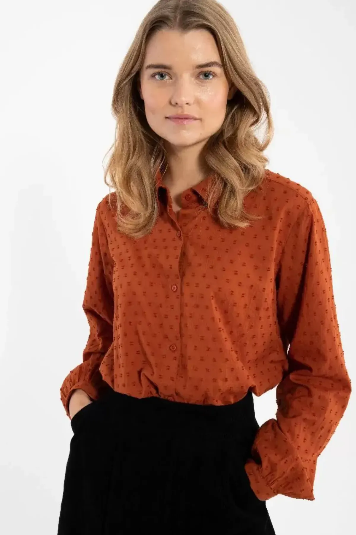 Danefæ Blusen>Danenovember Cotton Dot Shirt Rust