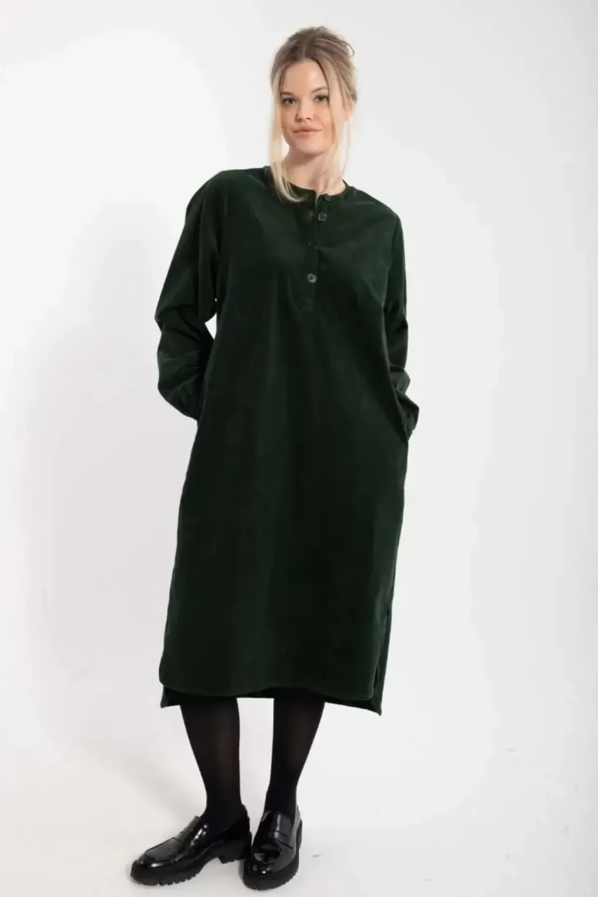 Danefæ Kleider>Danepalette Cord Stretch Dress Deep Forest