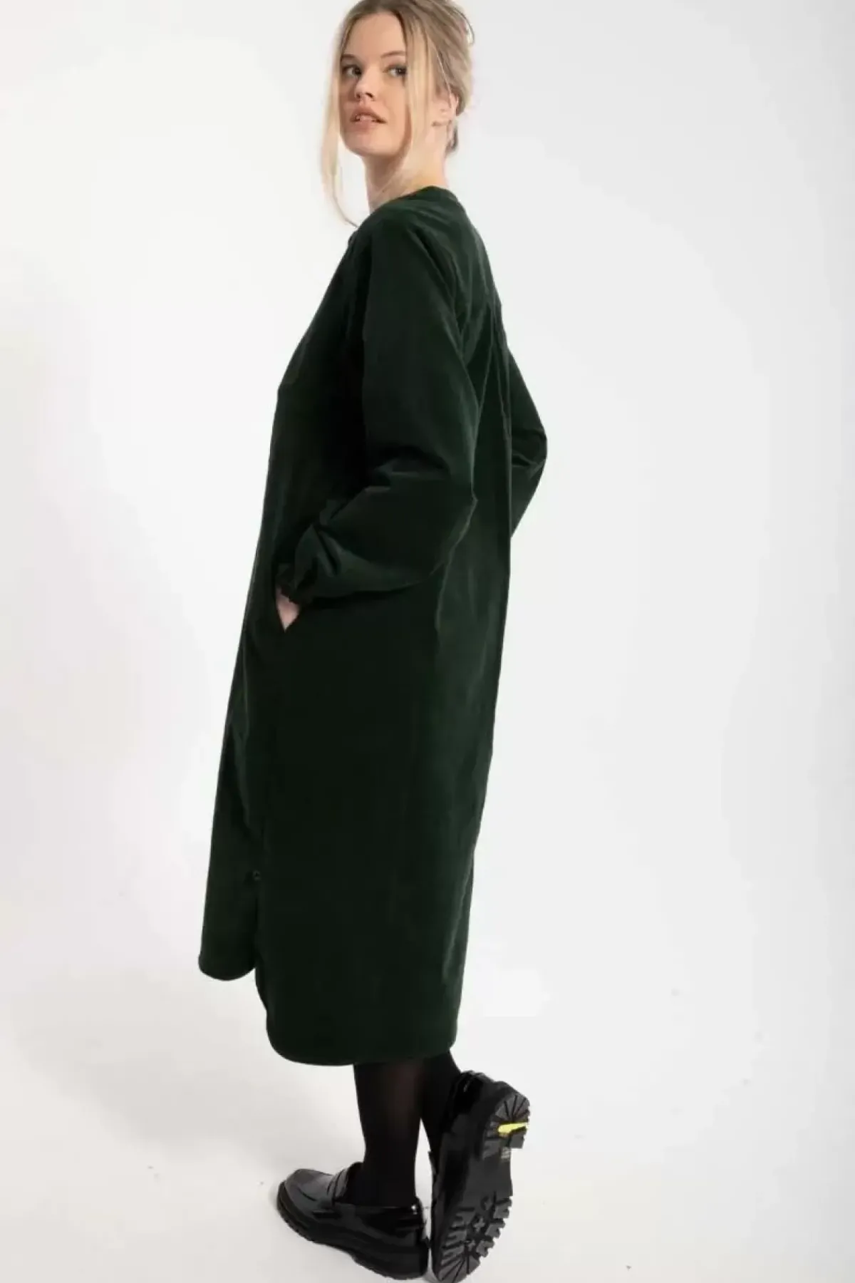 Danefæ Kleider>Danepalette Cord Stretch Dress Deep Forest