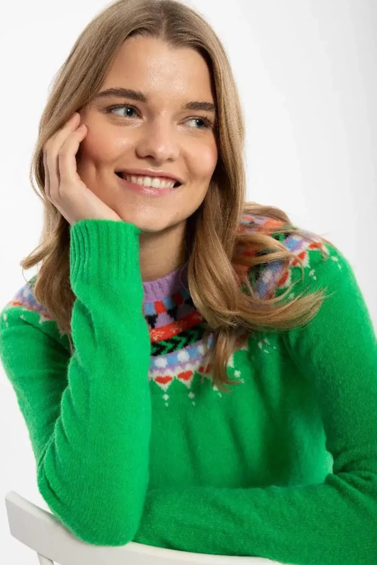 Danefæ Strickwaren>Danepeaceful Light Wool Sweater Green
