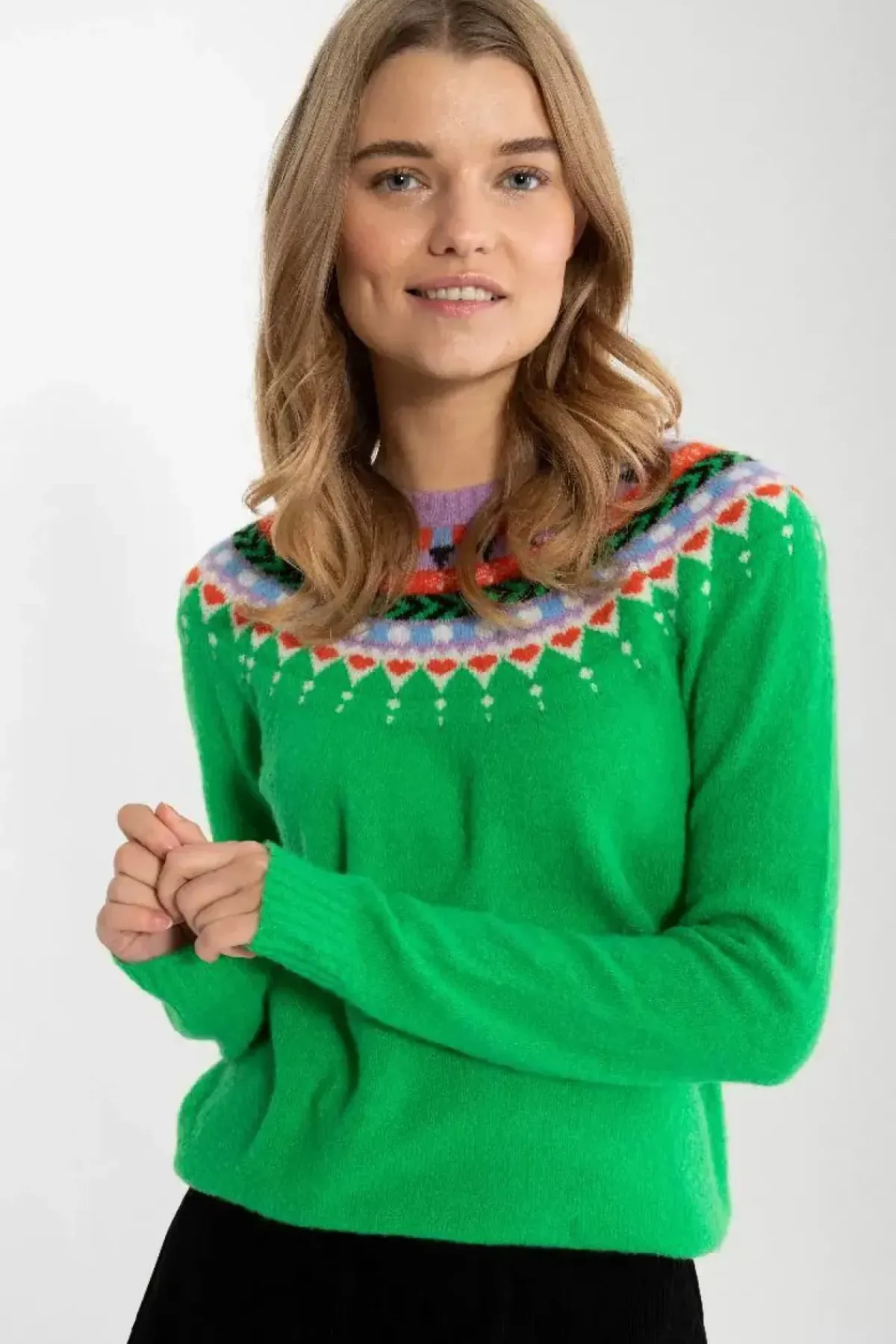 Danefæ Strickwaren>Danepeaceful Light Wool Sweater Green