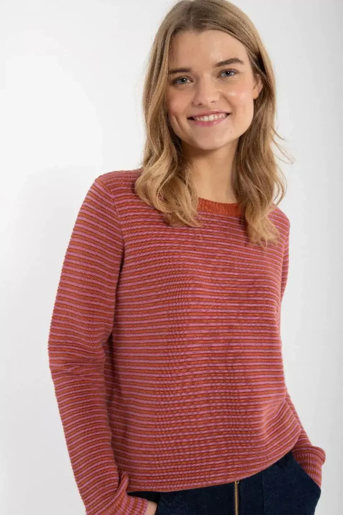 Danefæ Strickwaren>Danepearly 3D Crotchet Knit Sweater Rust/Old Rose