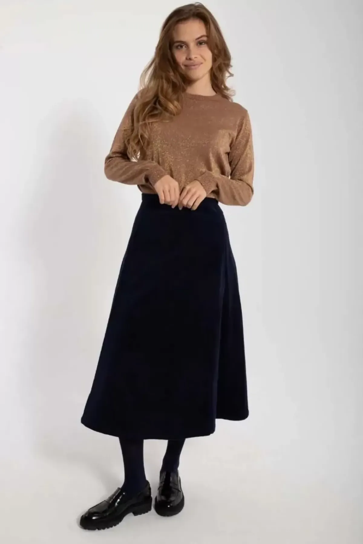 Danefæ Strickwaren>Danepearly Glitter Sweater Beige Rose W. Gold Glitter