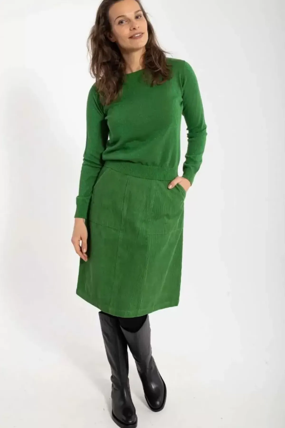 Danefæ Strickwaren>Danepearly Glitter Sweater Fall Jungle W. Green Glitter