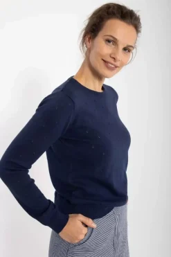 Danefæ Strickwaren>Danepearly Hole Knit Sweater Dk Navy