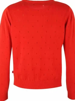 Danefæ Strickwaren>Danepearly Hole Knit Sweater Bright Red