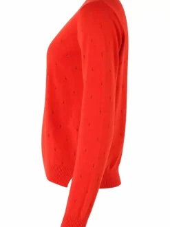 Danefæ Strickwaren>Danepearly Hole Knit Sweater Bright Red