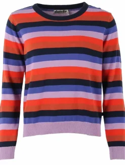 Danefæ Strickwaren>Danepearly Pearl Knit Sweater Dk Navy/Cold Purple/Bright Red