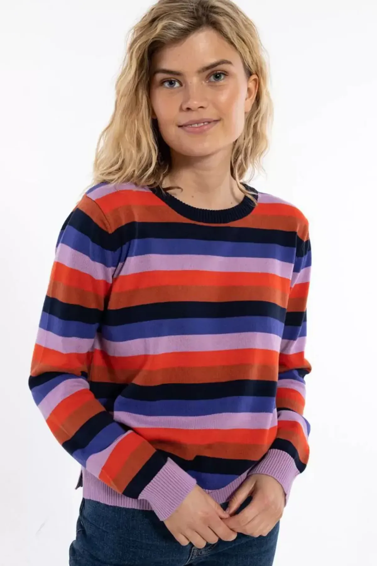 Danefæ Strickwaren>Danepearly Pearl Knit Sweater Dk Navy/Cold Purple/Bright Red
