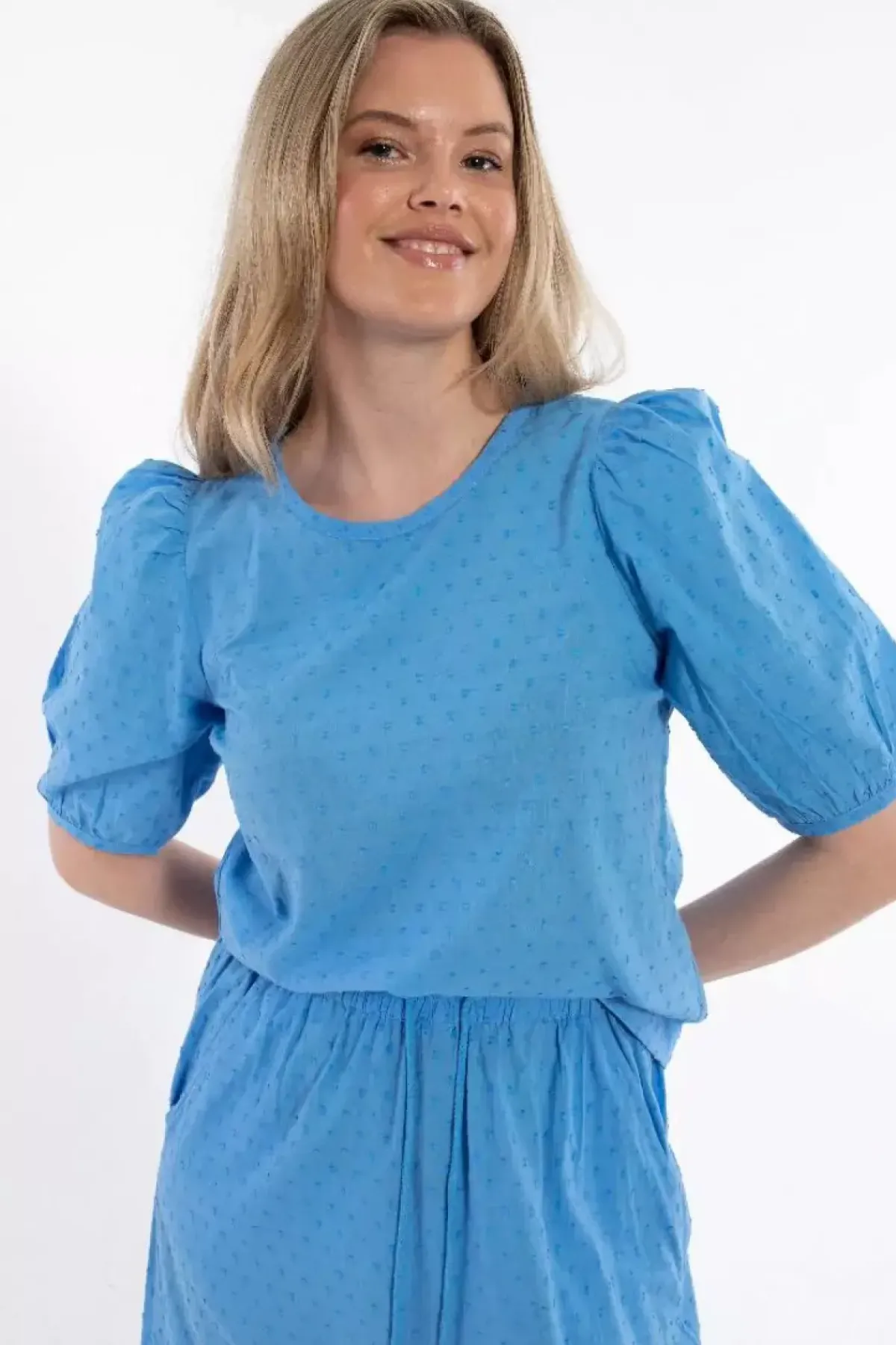 Danefæ Blusen>Daneprosecco Cotton Dot Shirt Ice Blue