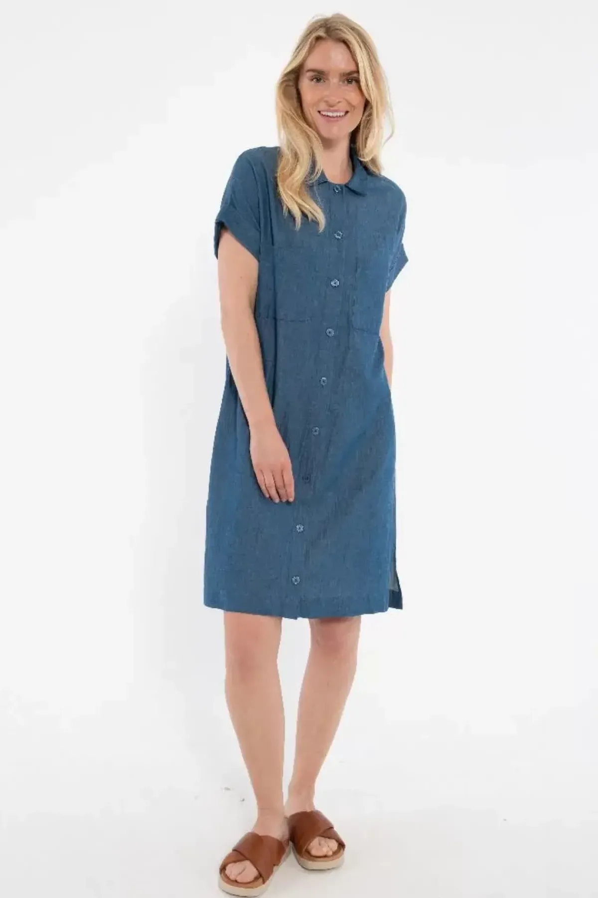 Danefæ Kleider>Danerrand Chambrey Dress Dk Indigo