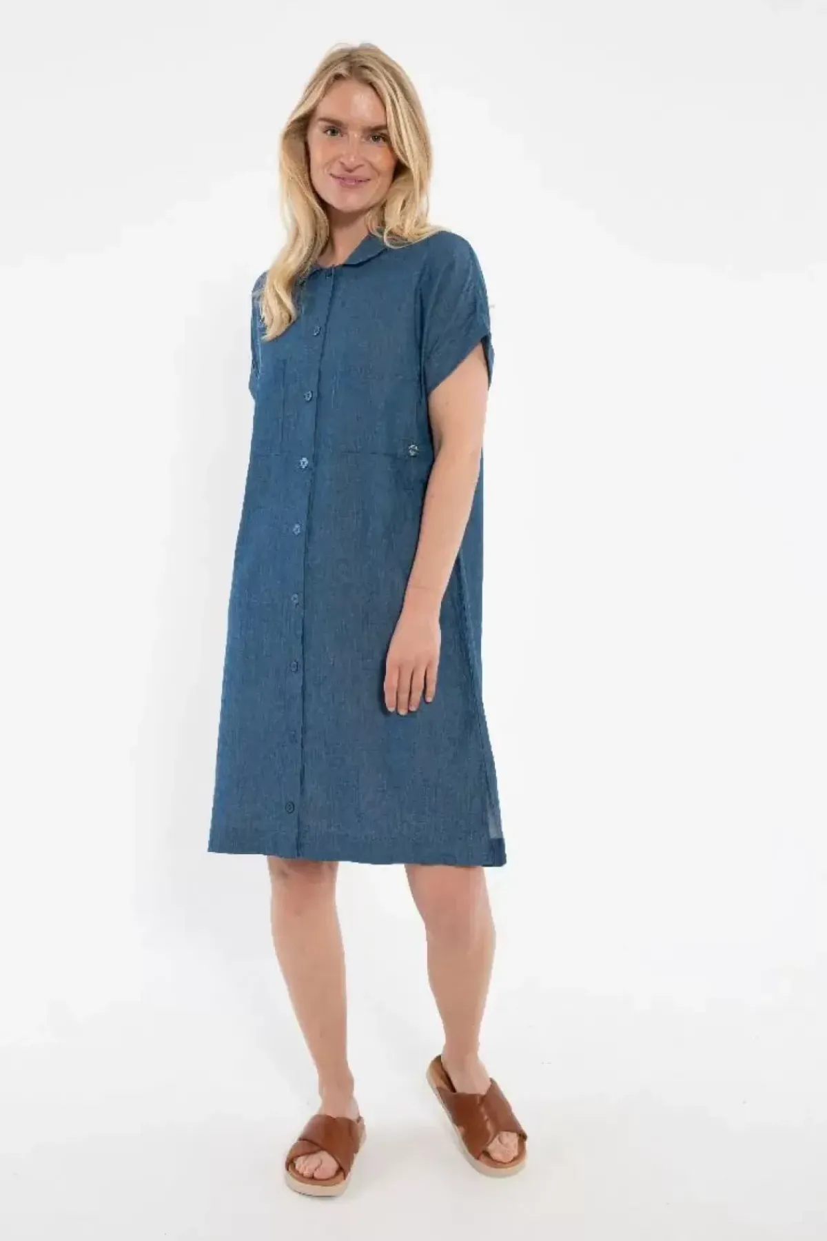 Danefæ Kleider>Danerrand Chambrey Dress Dk Indigo