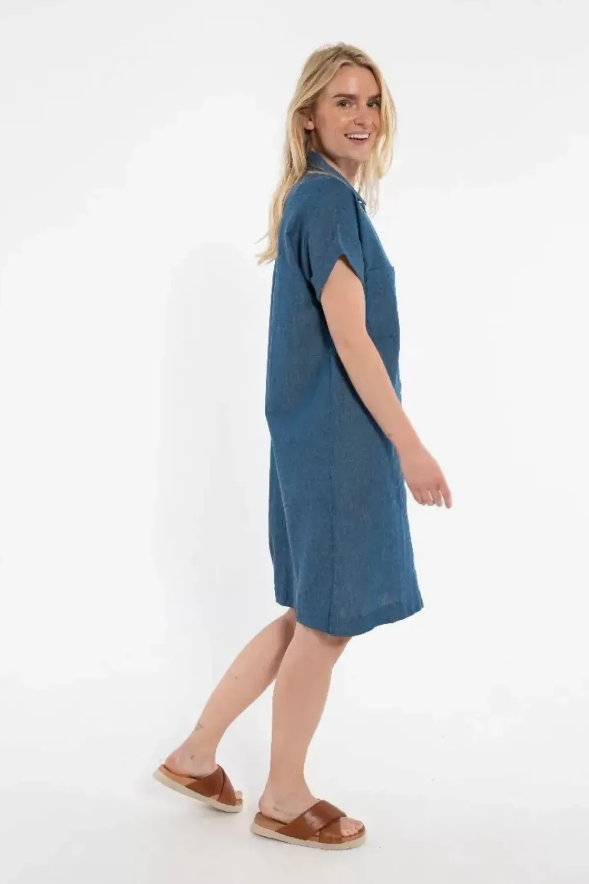 Danefæ Kleider>Danerrand Chambrey Dress Dk Indigo