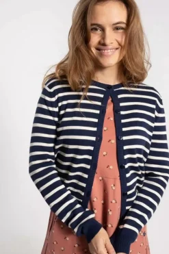 Danefæ Cardigan>Danesaga Cardigan Dk Navy/Chalk