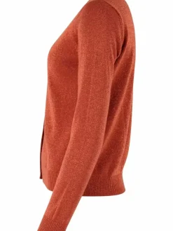 Danefæ Cardigan>Danesaga Glitter Cardigan Rust Glitter