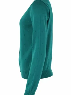 Danefæ Cardigan>Danesaga Hole Knit Cardigan Duck Green