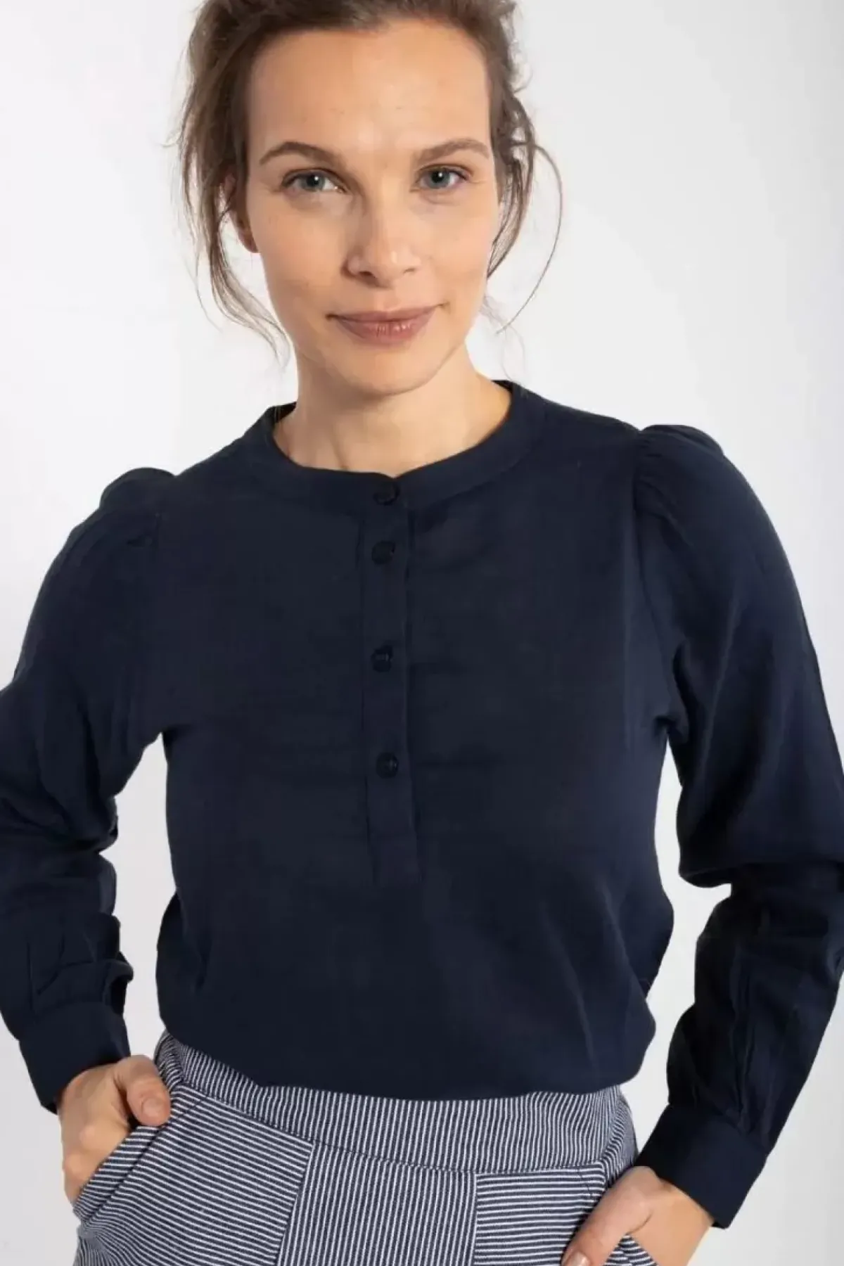 Danefæ Blusen>Danesanna Cloth Shirt Dk Navy