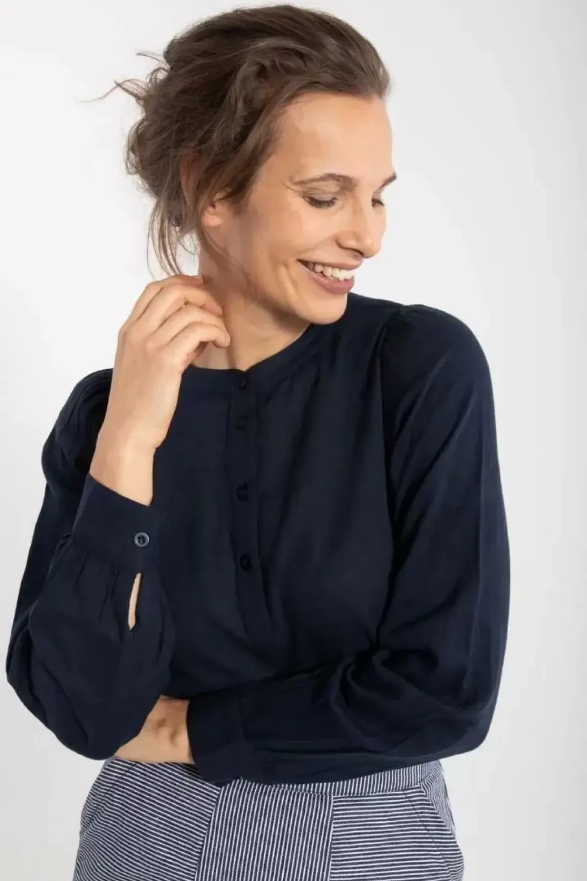 Danefæ Blusen>Danesanna Cloth Shirt Dk Navy