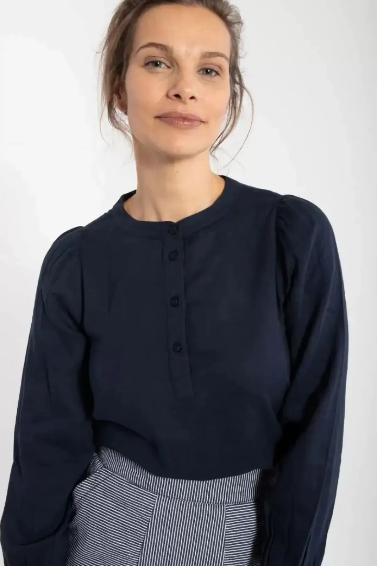Danefæ Blusen>Danesanna Cloth Shirt Dk Navy