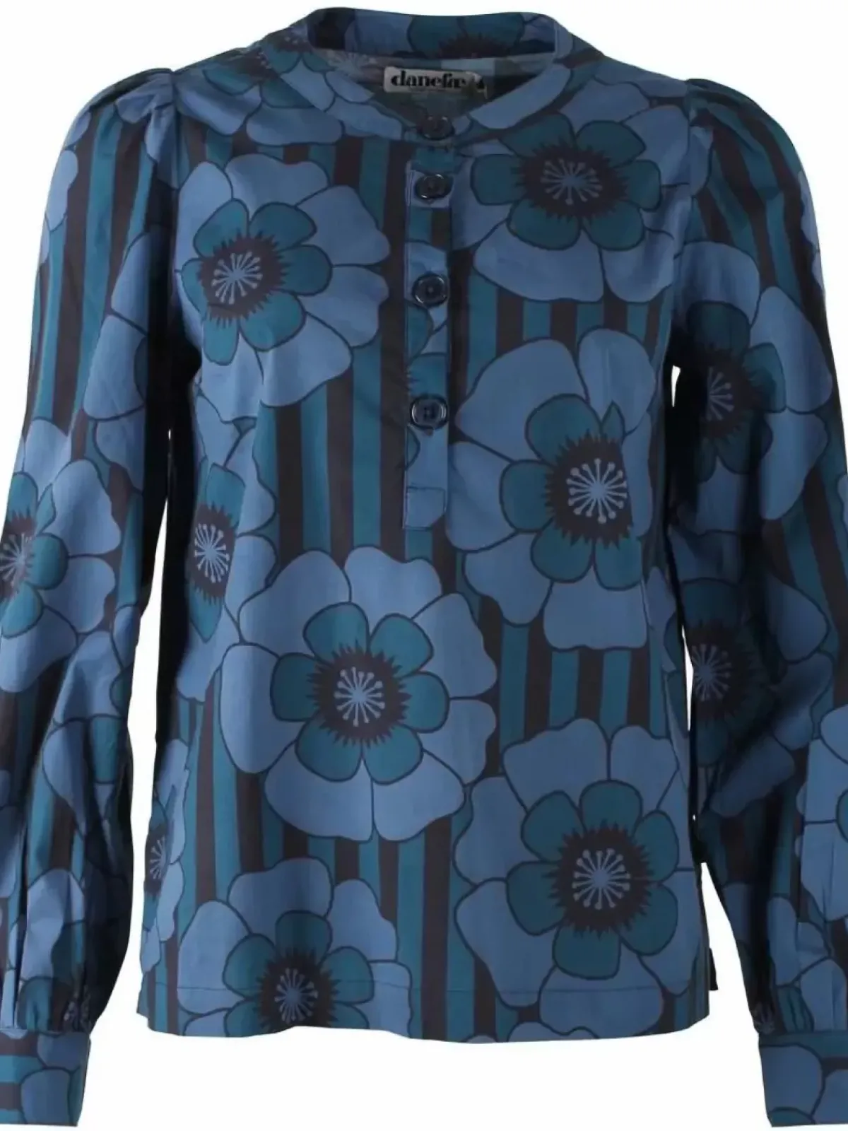 Danefæ Blusen>Danesanna Poplin Shirt Blue Power Flowers