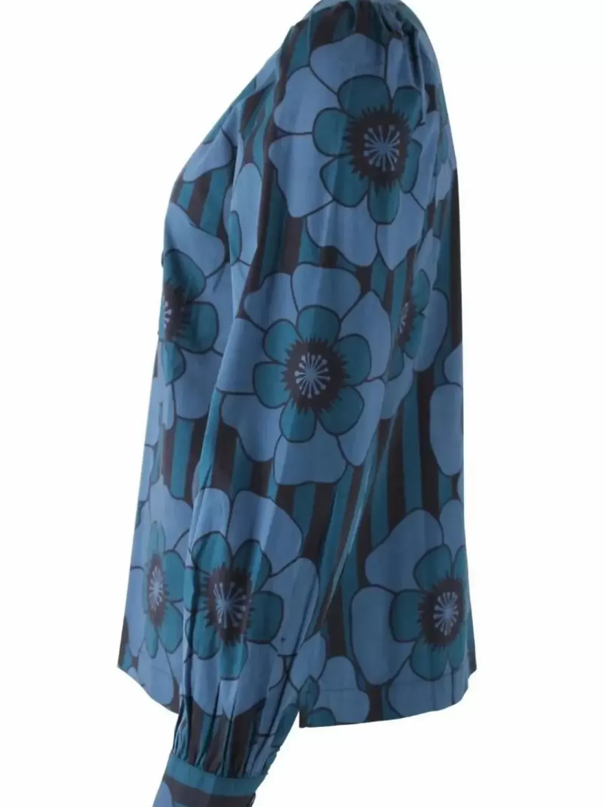 Danefæ Blusen>Danesanna Poplin Shirt Blue Power Flowers
