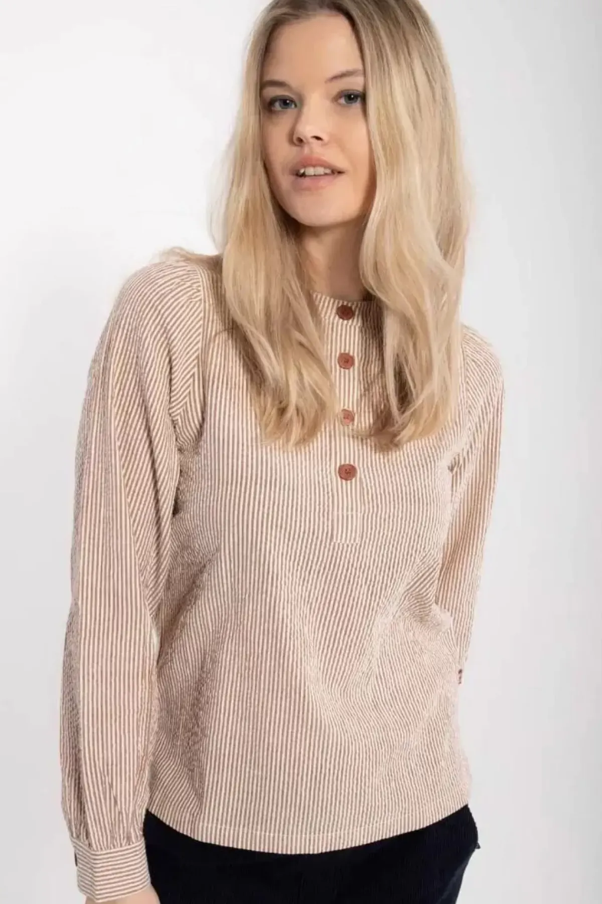 Danefæ Blusen>Danesanna Poplin Shirt Brick/Chalk