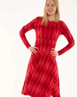 Danefæ Kleider>Danesigrid Cotton Dress Dk Red/Red Diamonds