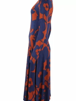 Danefæ Kleider>Danesigrid Viscose Dress Deep Marine/Rust Bloom Boom