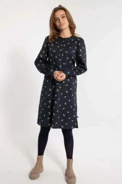 Danefæ Kleider>Danesocial Poplin Dress Black Miniflower