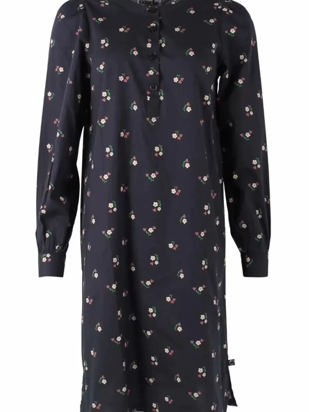 Danefæ Kleider>Danesocial Poplin Dress Black Miniflower