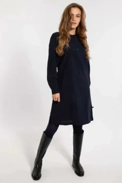 Danefæ Kleider>Danesocial Seersucker Dress Black/Marine