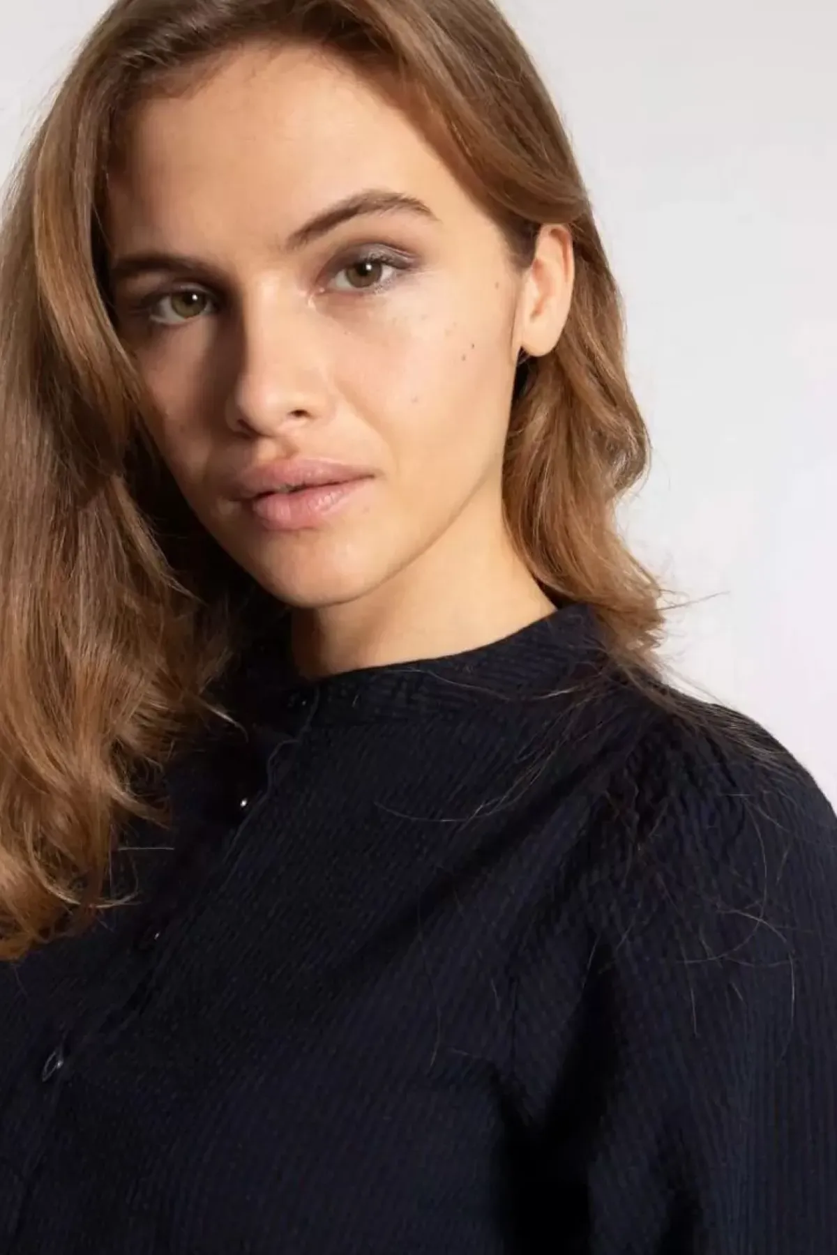 Danefæ Kleider>Danesocial Seersucker Dress Black/Marine