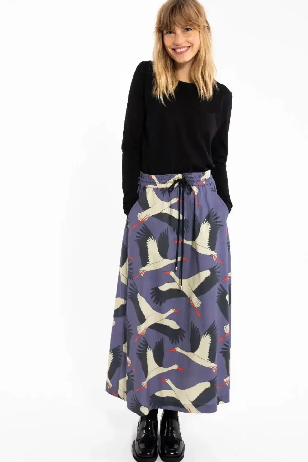 Danefæ Röcke>Danespresso Poplin Skirt Blue Grey Stork