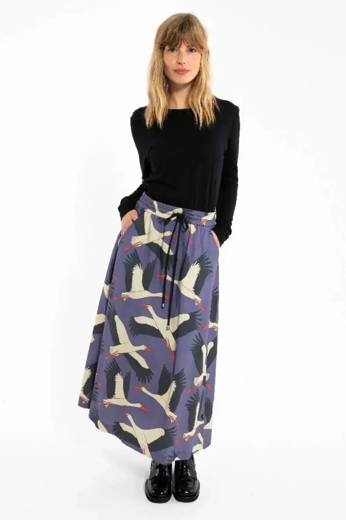 Danefæ Röcke>Danespresso Poplin Skirt Blue Grey Stork