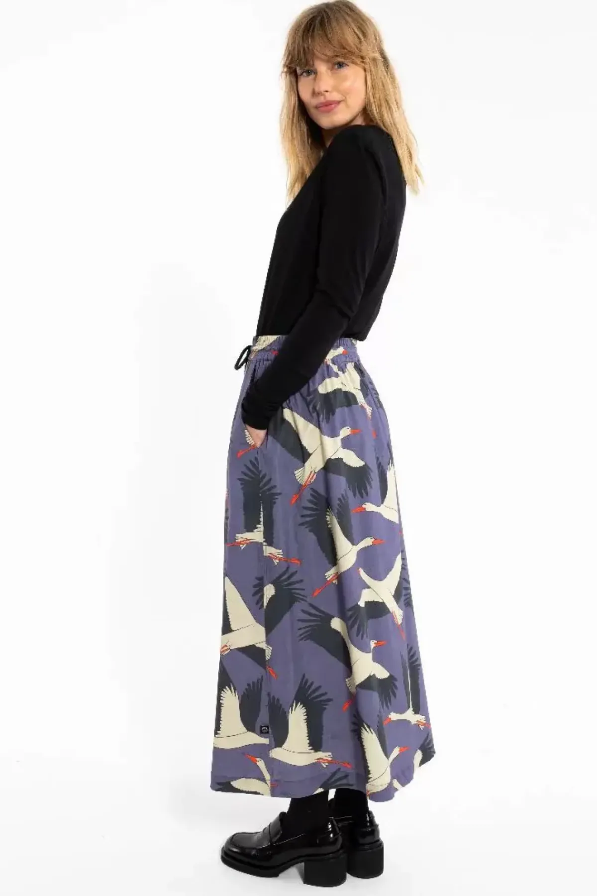 Danefæ Röcke>Danespresso Poplin Skirt Blue Grey Stork