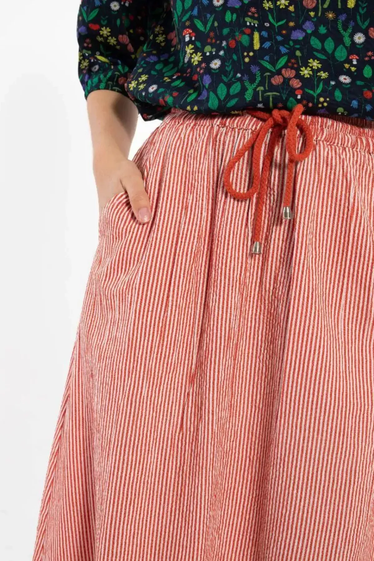 Danefæ Röcke>Danespresso Searsucker Skirt Bright Red/Chalk